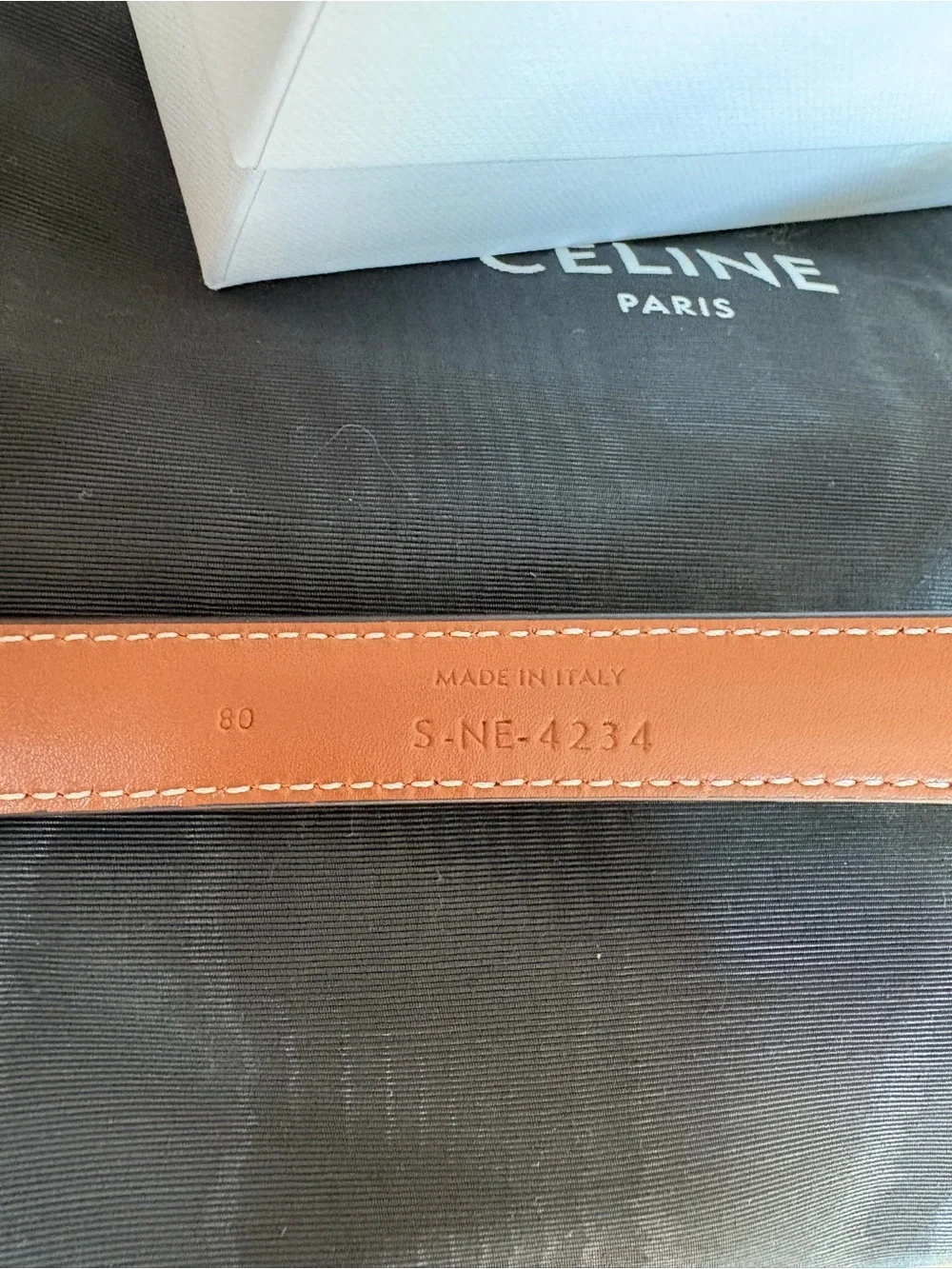 Celine Triomphe Belt 18mm in Natural Calfskin